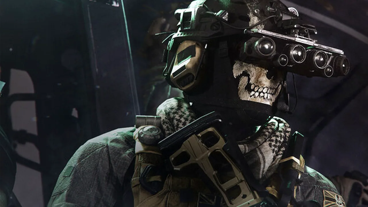 An operator wearing night-vision optics